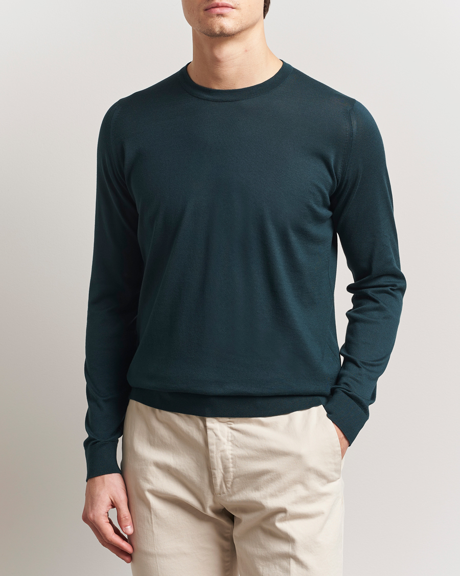 Herre | Gensere | John Smedley | Rowland Sea Island Crew Neck Pullover Rain Forest