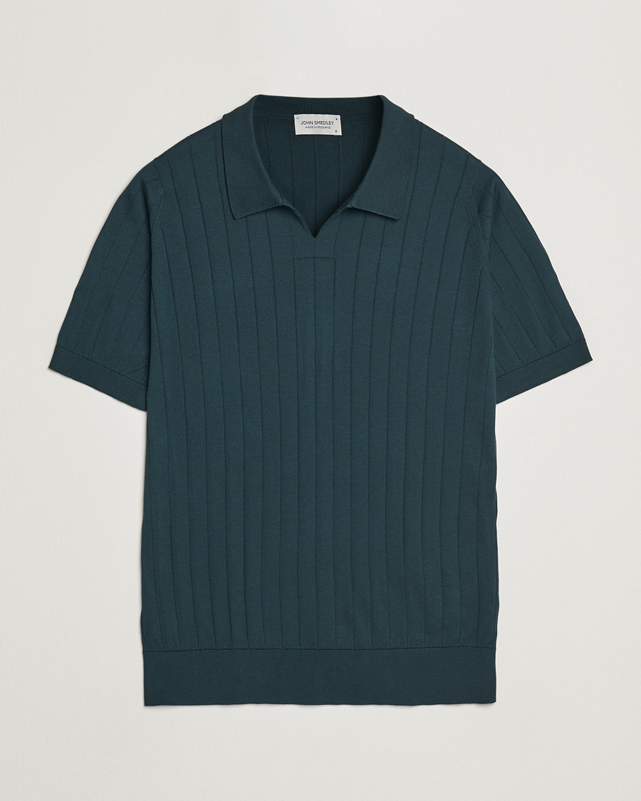 Herre | Pikéer | John Smedley | Roper Open Collar Sea Island Polo Rain Forest