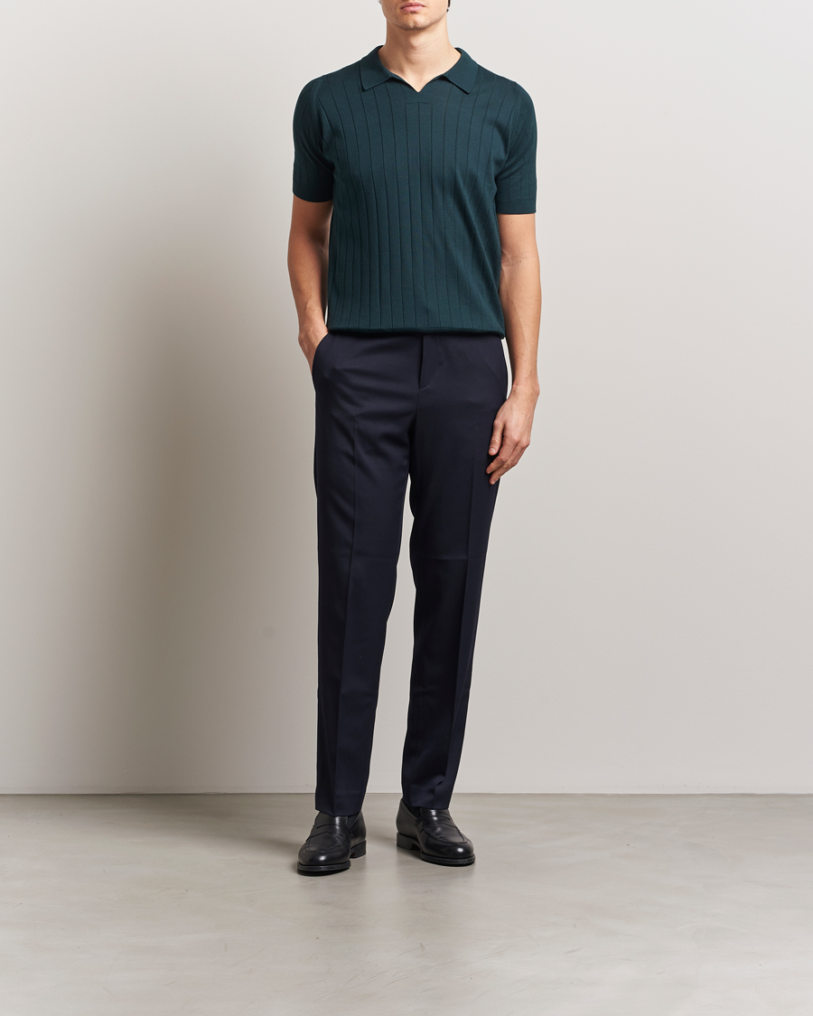 Herre | Pikéer | John Smedley | Roper Open Collar Sea Island Polo Rain Forest