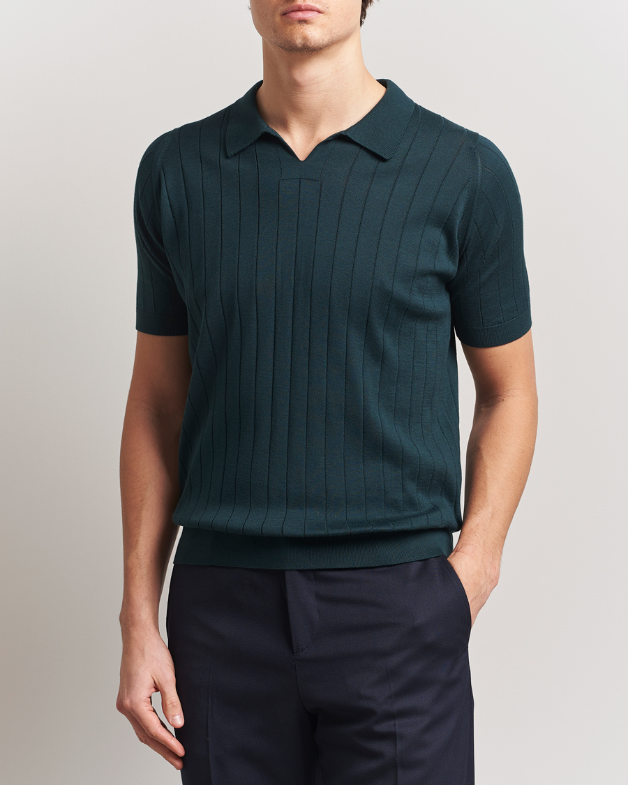 Herre | Pikéer | John Smedley | Roper Open Collar Sea Island Polo Rain Forest
