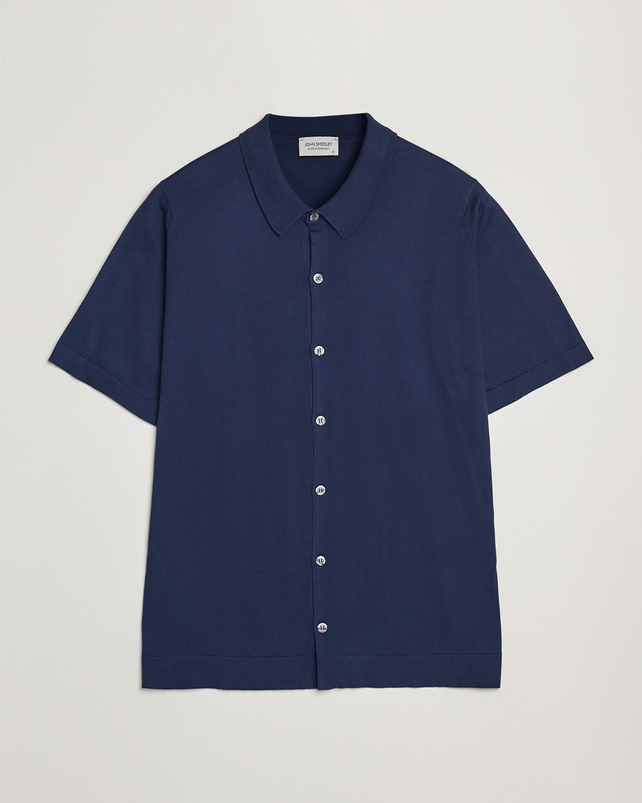 Herre | Skjorter | John Smedley | Folke Sea Island Knitted Polo French Navy