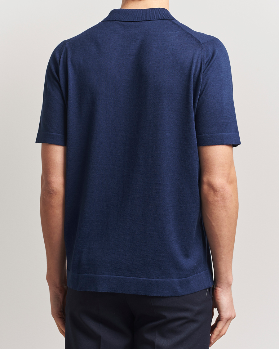 Herre | Skjorter | John Smedley | Folke Sea Island Knitted Polo French Navy