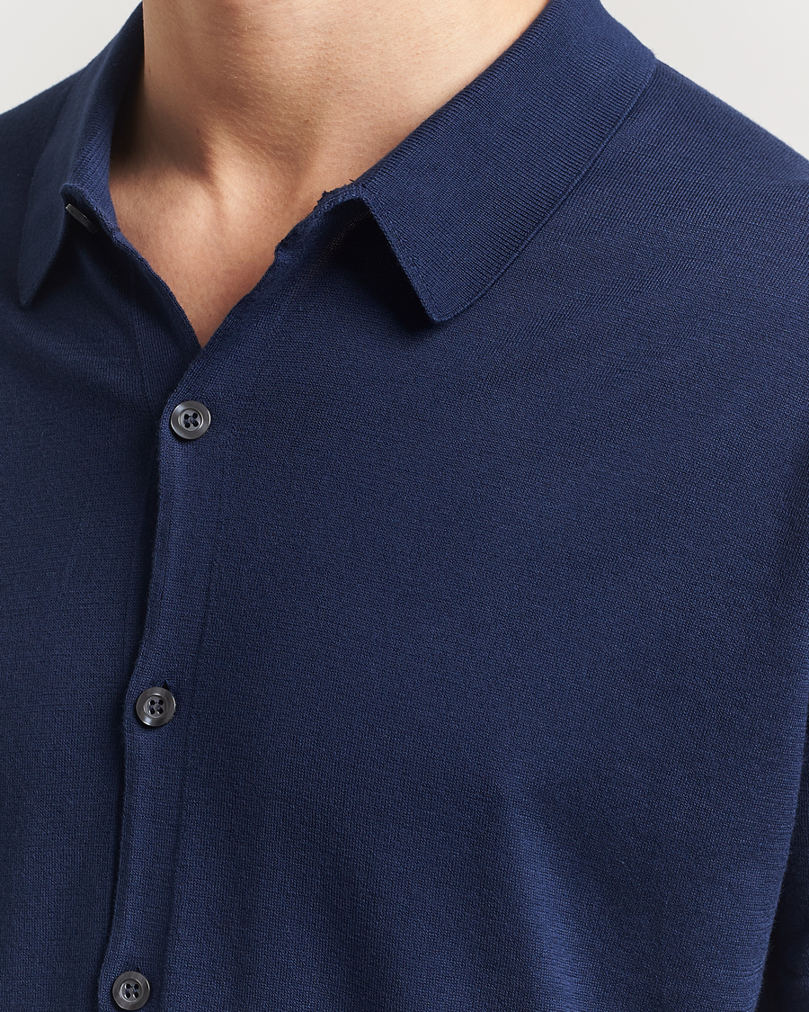 Herre | Skjorter | John Smedley | Folke Sea Island Knitted Polo French Navy