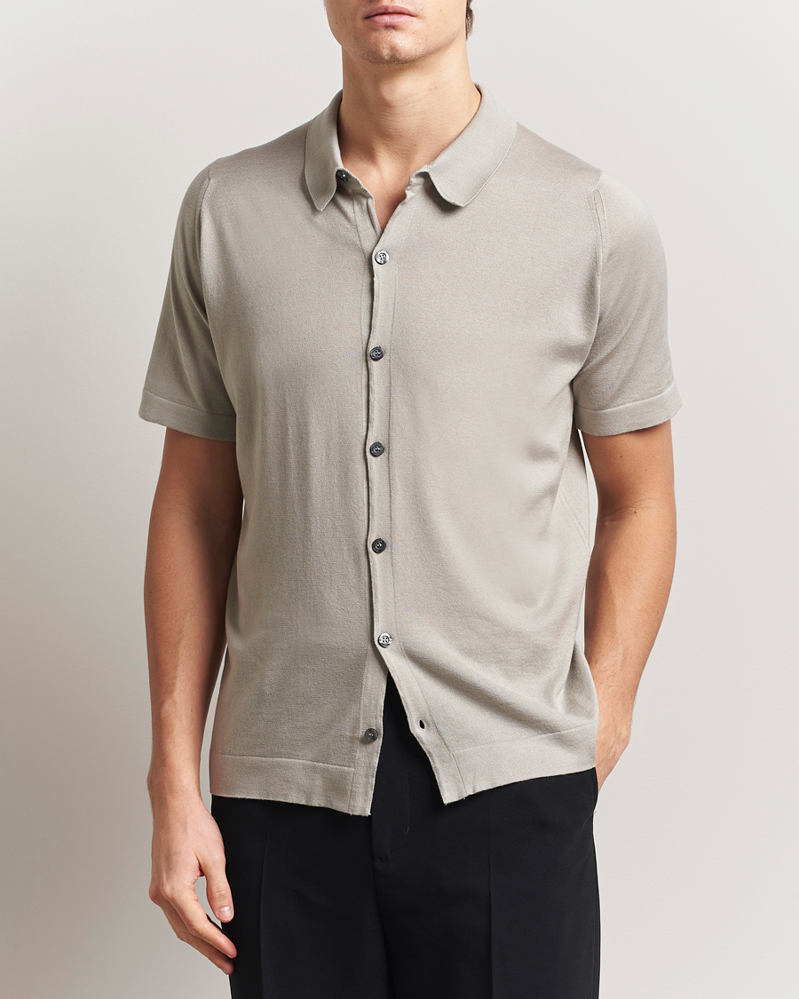 Herre | Skjorter | John Smedley | Folke Sea Island Knitted Polo Parchment