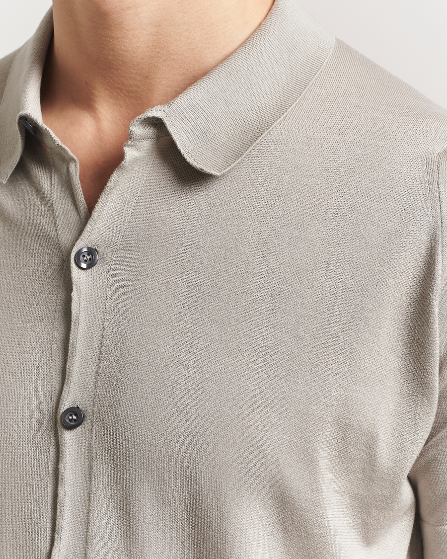 Herre | Skjorter | John Smedley | Folke Sea Island Knitted Polo Parchment
