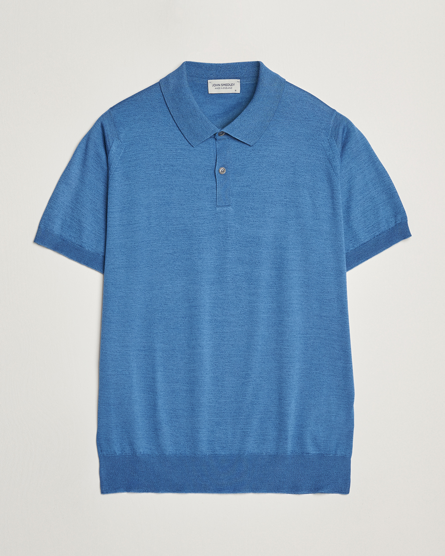 Herre | Pikéer | John Smedley | Leyburn Merino/Sea Island Cotton Polo Ocean Blue