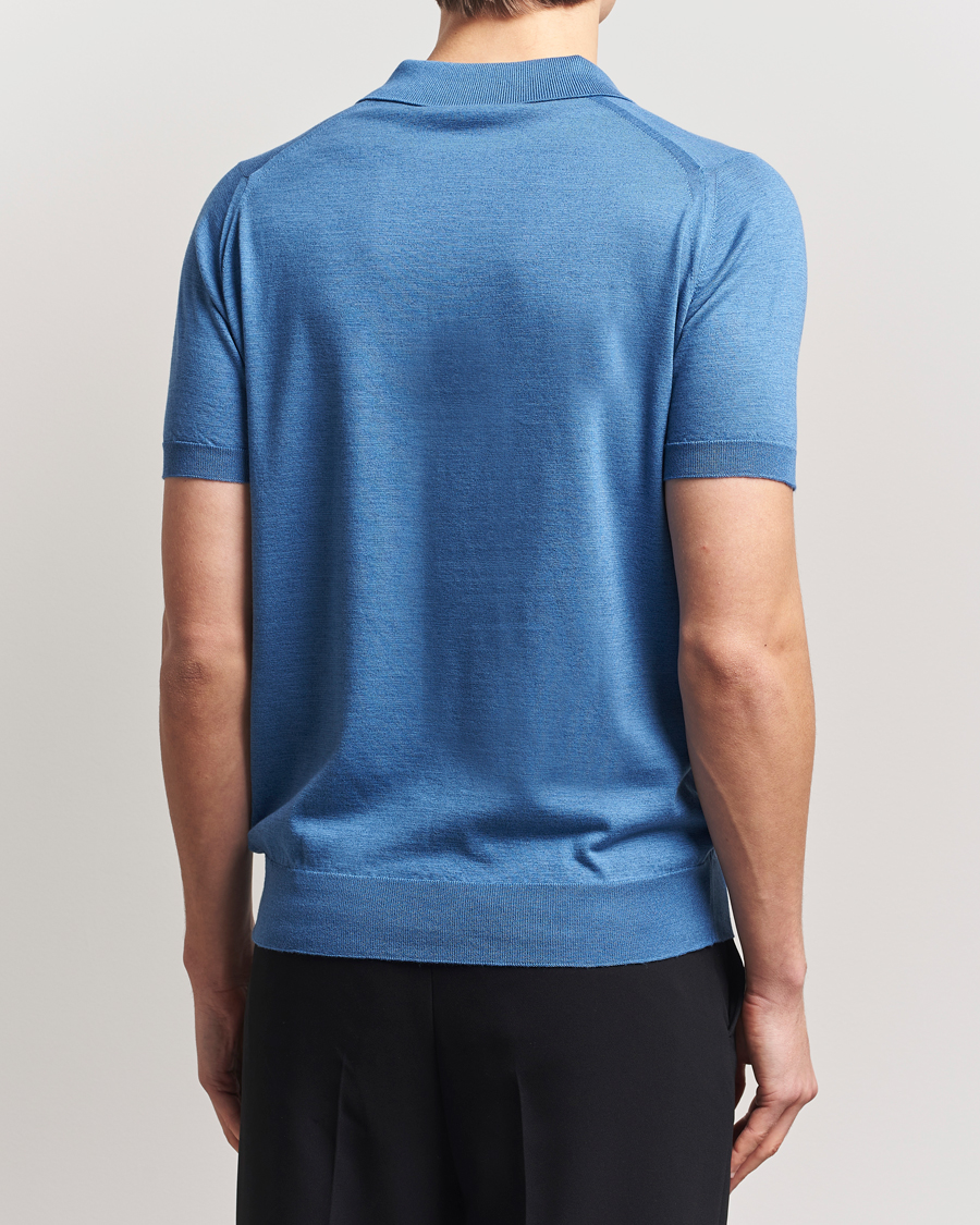 Herre | Pikéer | John Smedley | Leyburn Merino/Sea Island Cotton Polo Ocean Blue