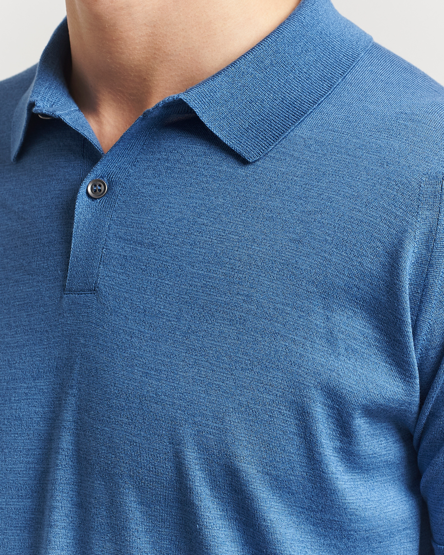 Herre | Pikéer | John Smedley | Leyburn Merino/Sea Island Cotton Polo Ocean Blue