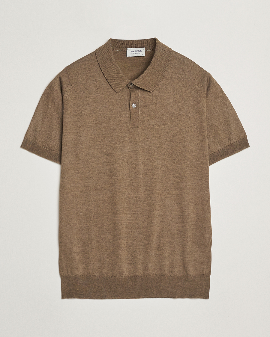 Herre | Pikéer | John Smedley | Leyburn Merino/Sea Island Cotton Polo Sepia Green