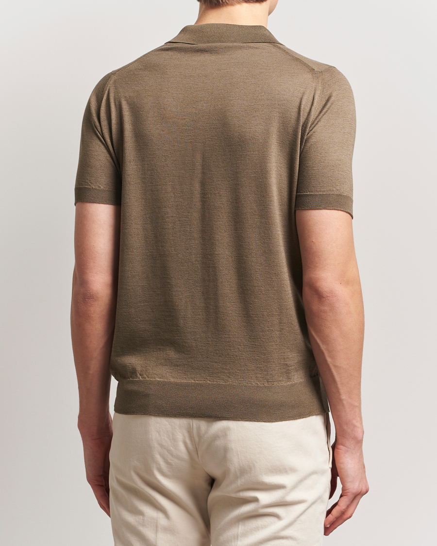 Herre | Pikéer | John Smedley | Leyburn Merino/Sea Island Cotton Polo Sepia Green