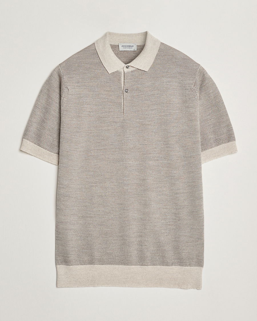 Herre | Pikéer | John Smedley | 14 Singular Textured Polo Grey Fleece/Mushroom
