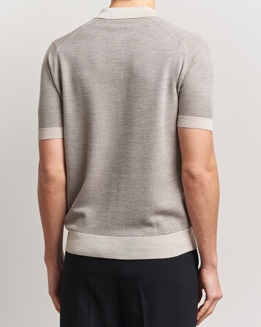 Herre | Pikéer | John Smedley | 14 Singular Textured Polo Grey Fleece/Mushroom