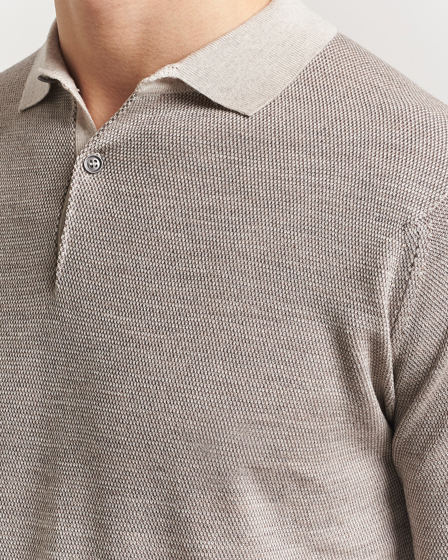 Herre | Pikéer | John Smedley | 14 Singular Textured Polo Grey Fleece/Mushroom