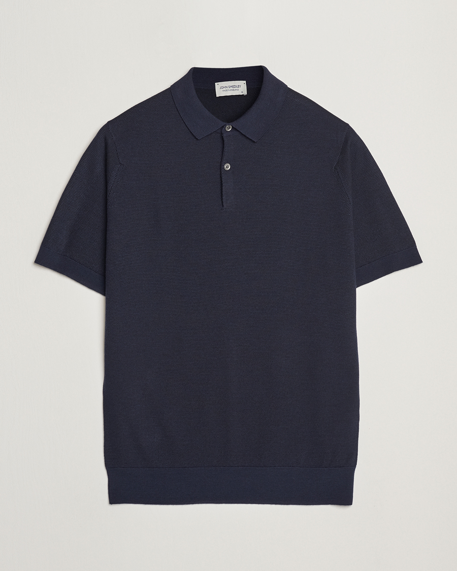 Herre | Pikéer | John Smedley | 14 Singular Textured Polo Midnight/Black