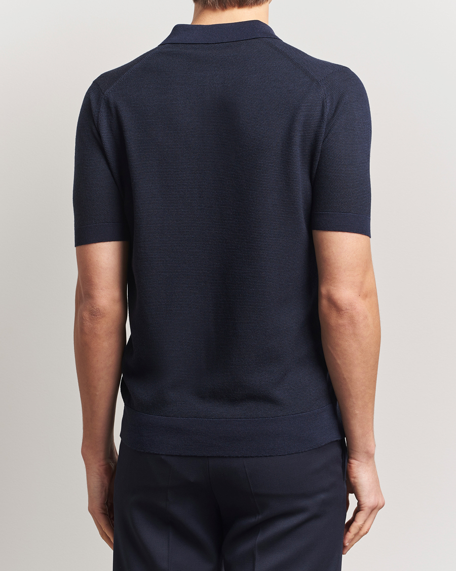 Herre | Pikéer | John Smedley | 14 Singular Textured Polo Midnight/Black