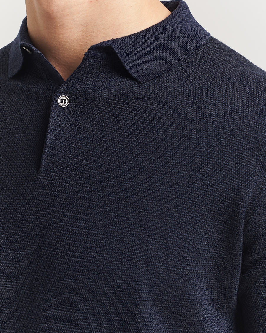 Herre | Pikéer | John Smedley | 14 Singular Textured Polo Midnight/Black
