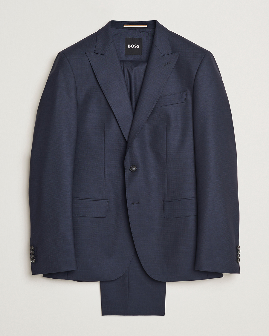 Herre | Dresser | BOSS BLACK | Huge Wool Peak Lapel Suit Dark Blue