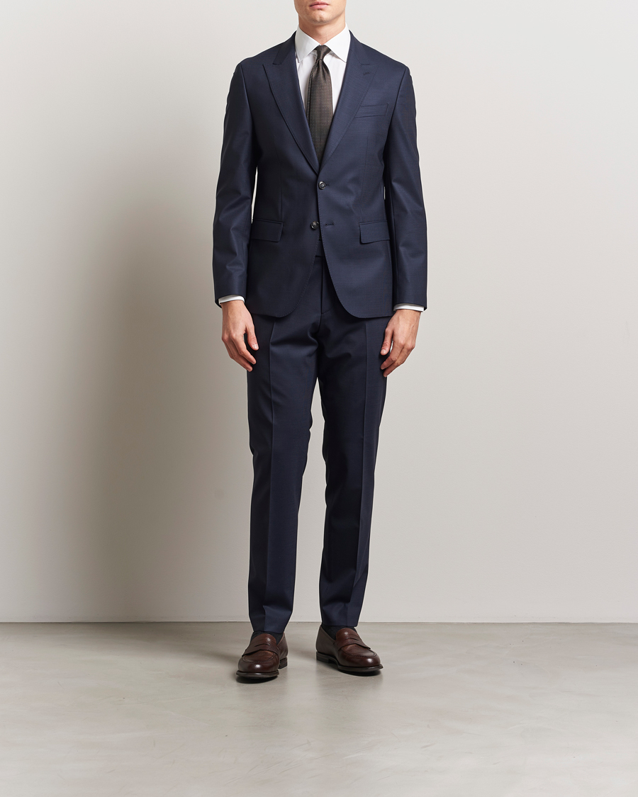 Herre | Dresser | BOSS BLACK | Huge Wool Peak Lapel Suit Dark Blue