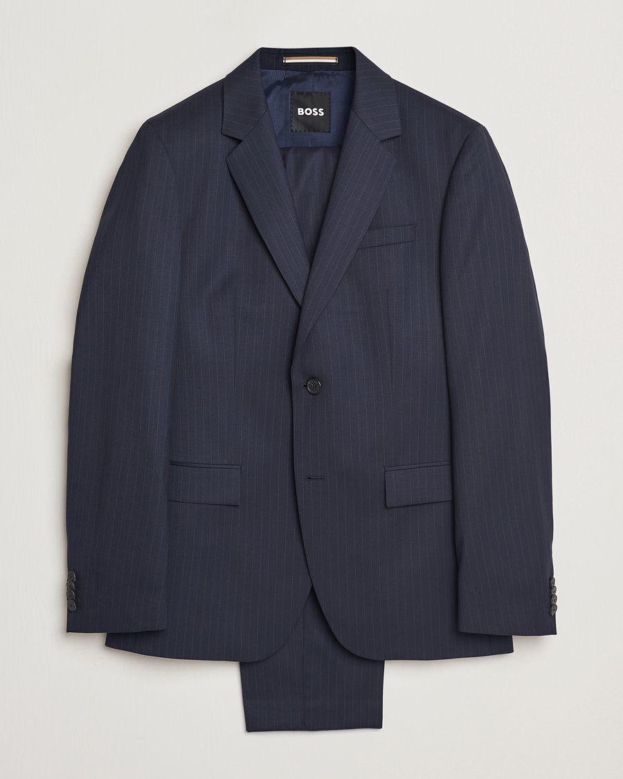Herre | Dresser | BOSS BLACK | Houston Wool Pinstriped Suit Dark Blue