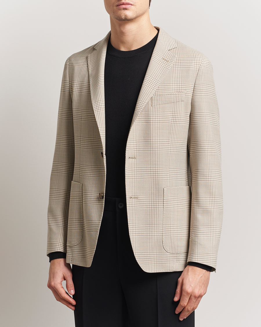Herre | Dressjakker | BOSS BLACK | Hanry Wool Checked Blazer Light Beige