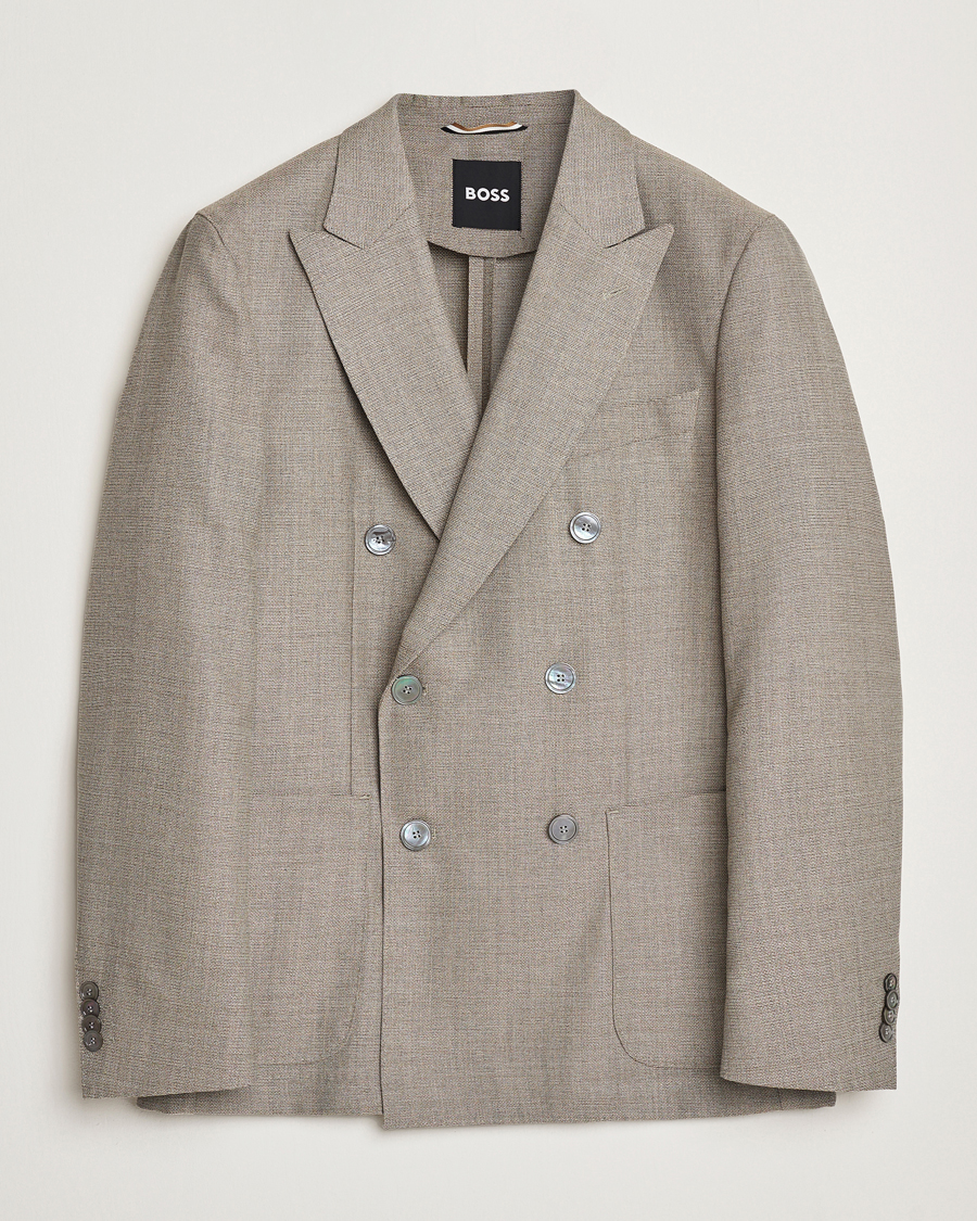 Herre | Dressjakker | BOSS BLACK | Huge Wool Double Breasted Blazer Light Beige