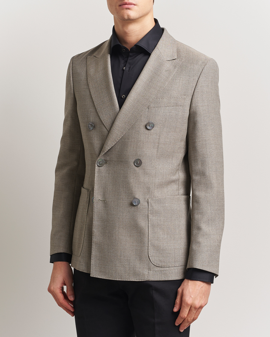 Herre | Dressjakker | BOSS BLACK | Huge Wool Double Breasted Blazer Light Beige