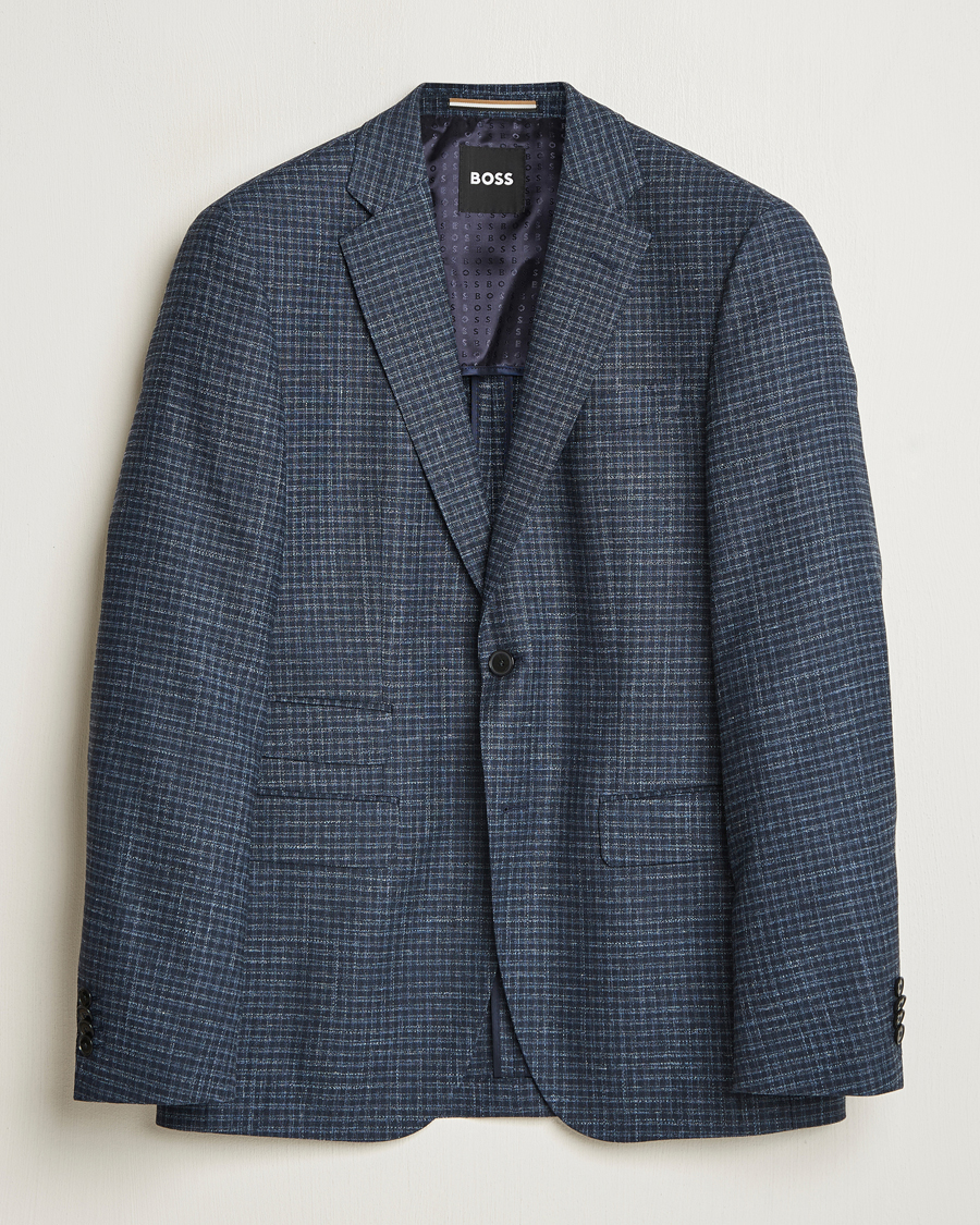Herre | Dressjakker | BOSS BLACK | Janson Wool Dogtooth Blazer Medium Blue