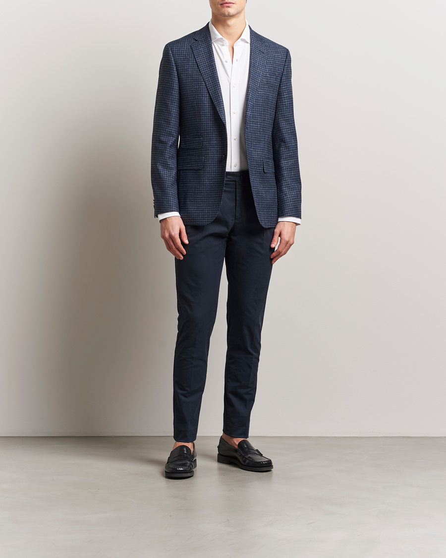 Herre | Dressjakker | BOSS BLACK | Janson Wool Dogtooth Blazer Medium Blue
