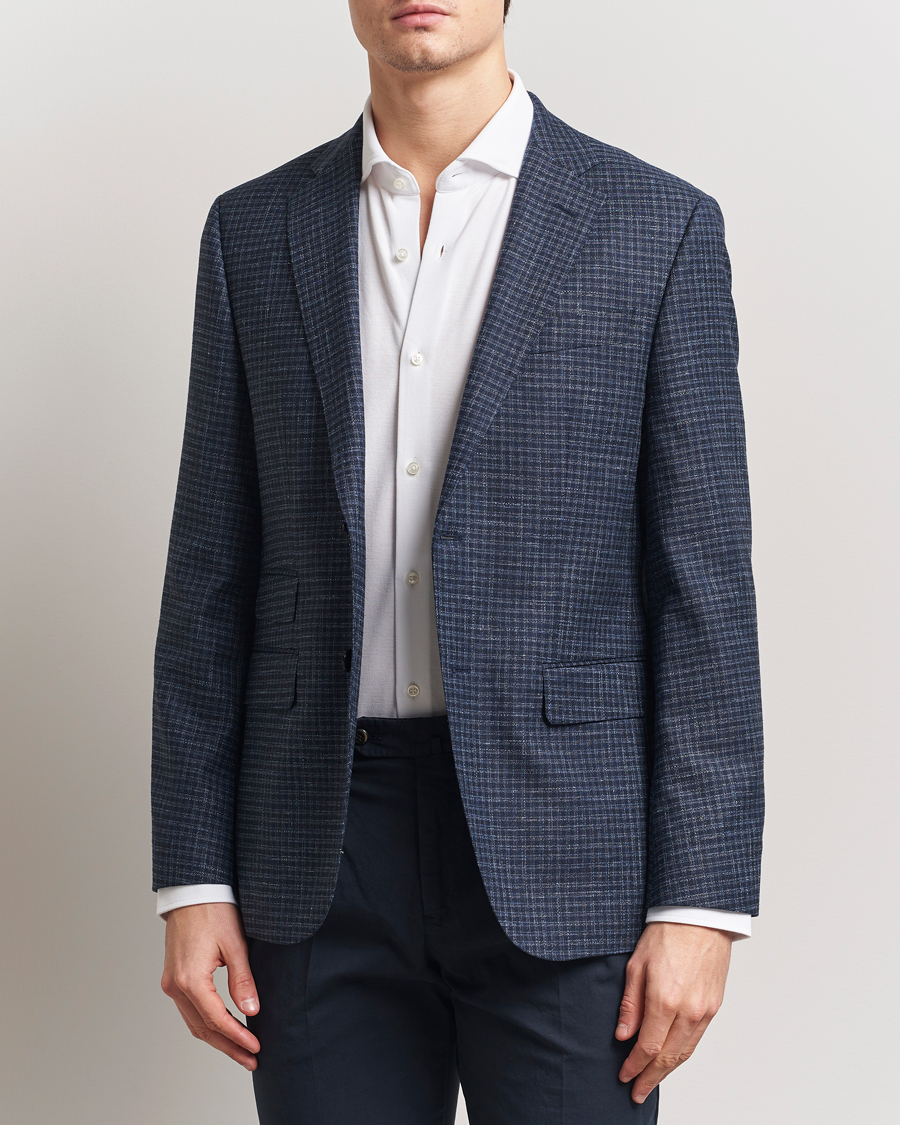 Herre | Dressjakker | BOSS BLACK | Janson Wool Dogtooth Blazer Medium Blue