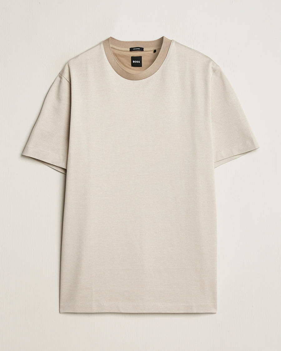 Herre | T-Shirts | BOSS BLACK | Thompson Structured T-Shirt Light Beige