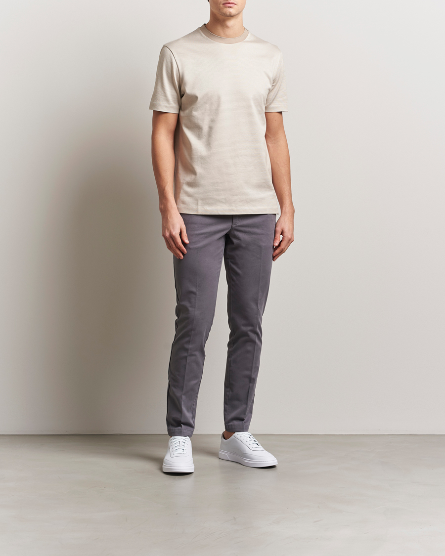Herre | T-Shirts | BOSS BLACK | Thompson Structured T-Shirt Light Beige