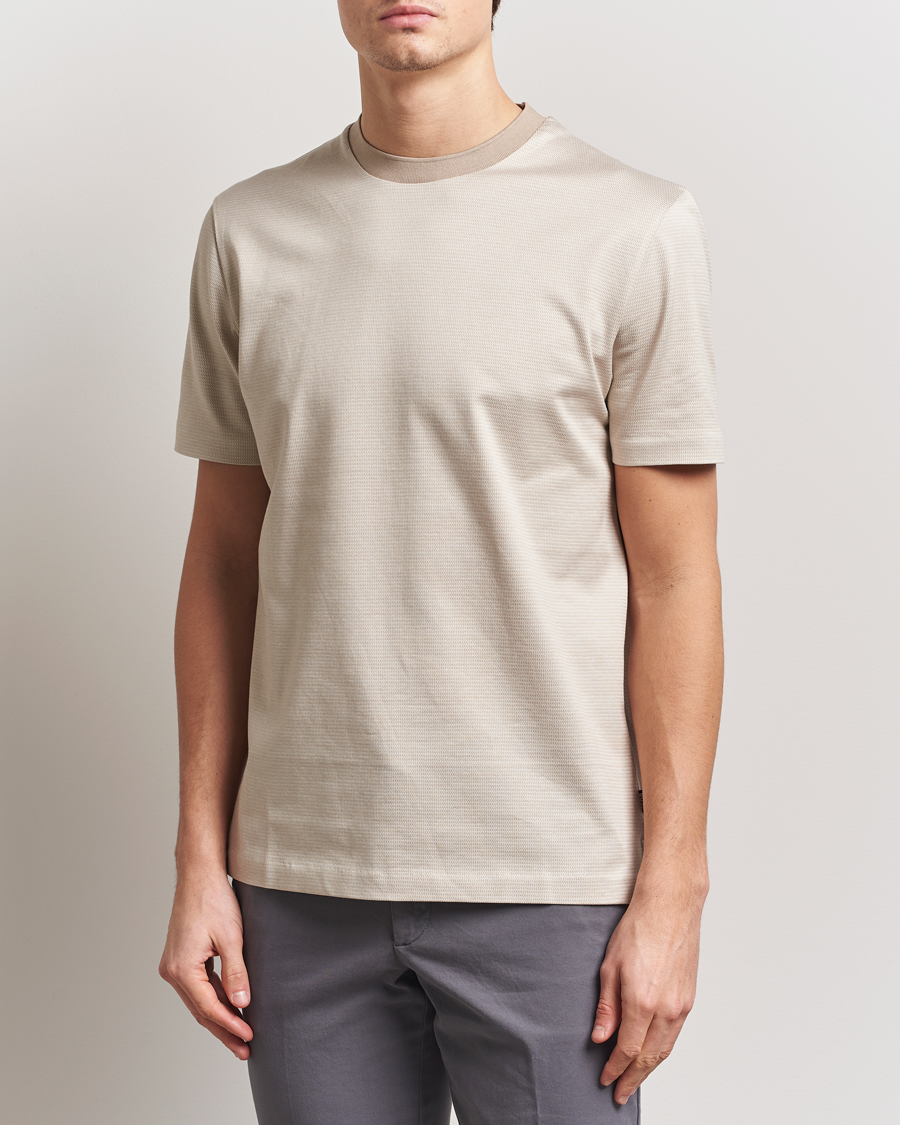 Herre | T-Shirts | BOSS BLACK | Thompson Structured T-Shirt Light Beige