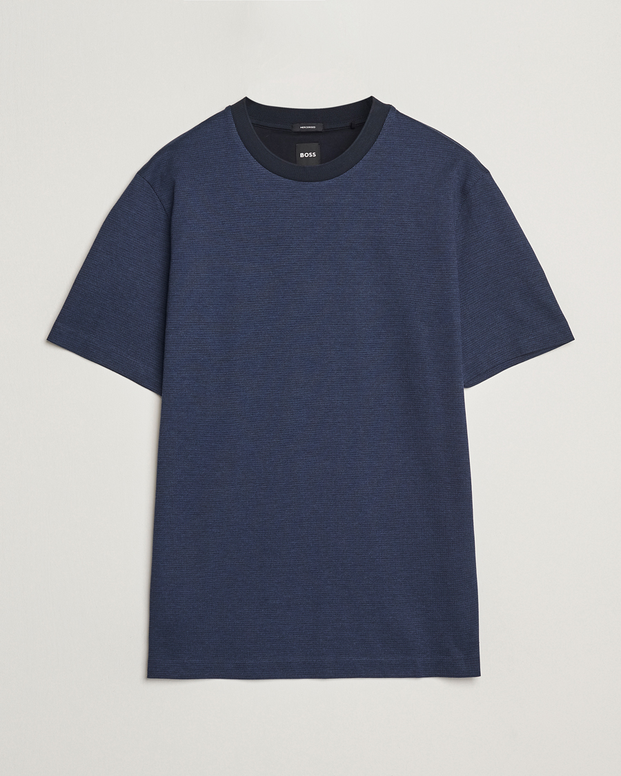 Herre | T-Shirts | BOSS BLACK | Thompson Structured T-Shirt Dark Blue