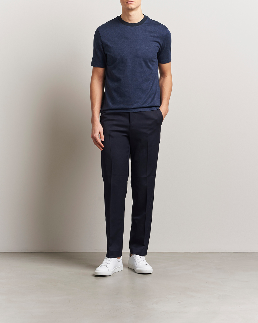 Herre | T-Shirts | BOSS BLACK | Thompson Structured T-Shirt Dark Blue