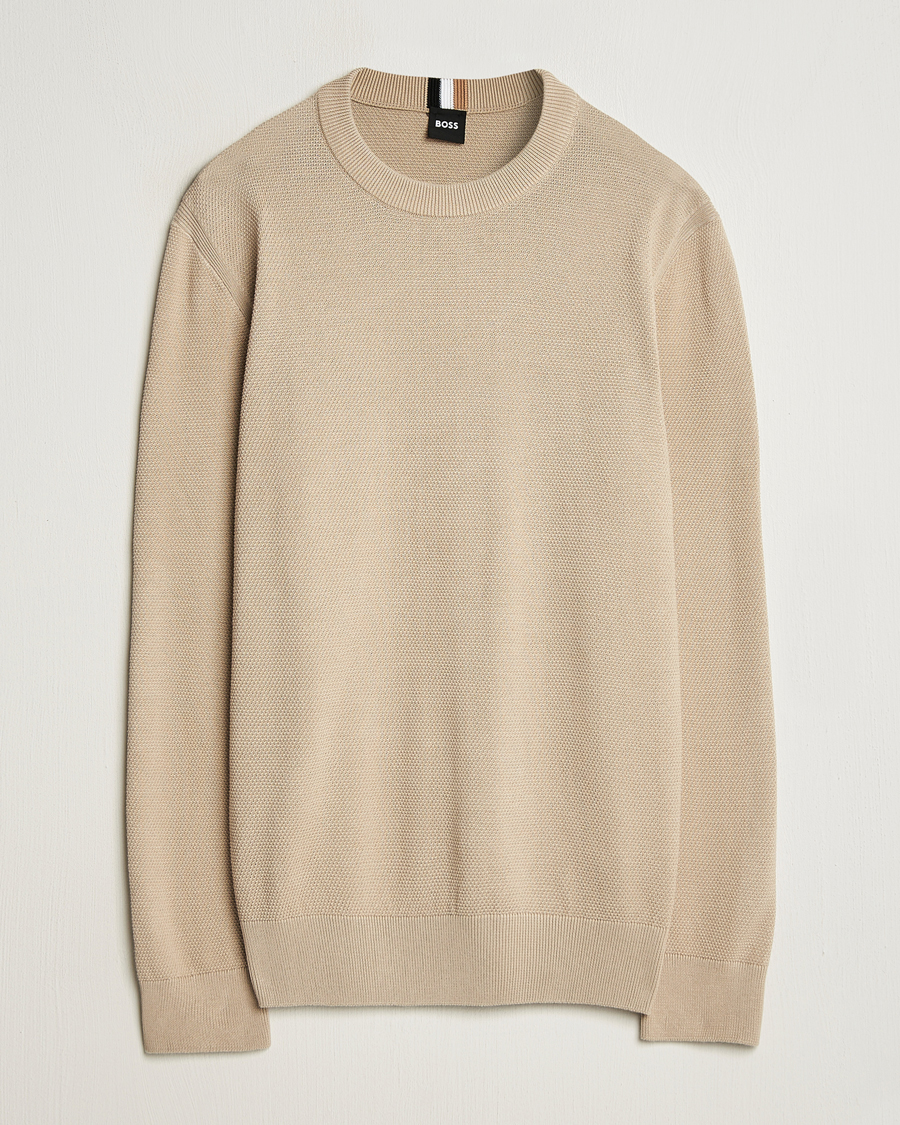 Herre | Gensere | BOSS BLACK | Ecaio Knitted Sweater Light Beige
