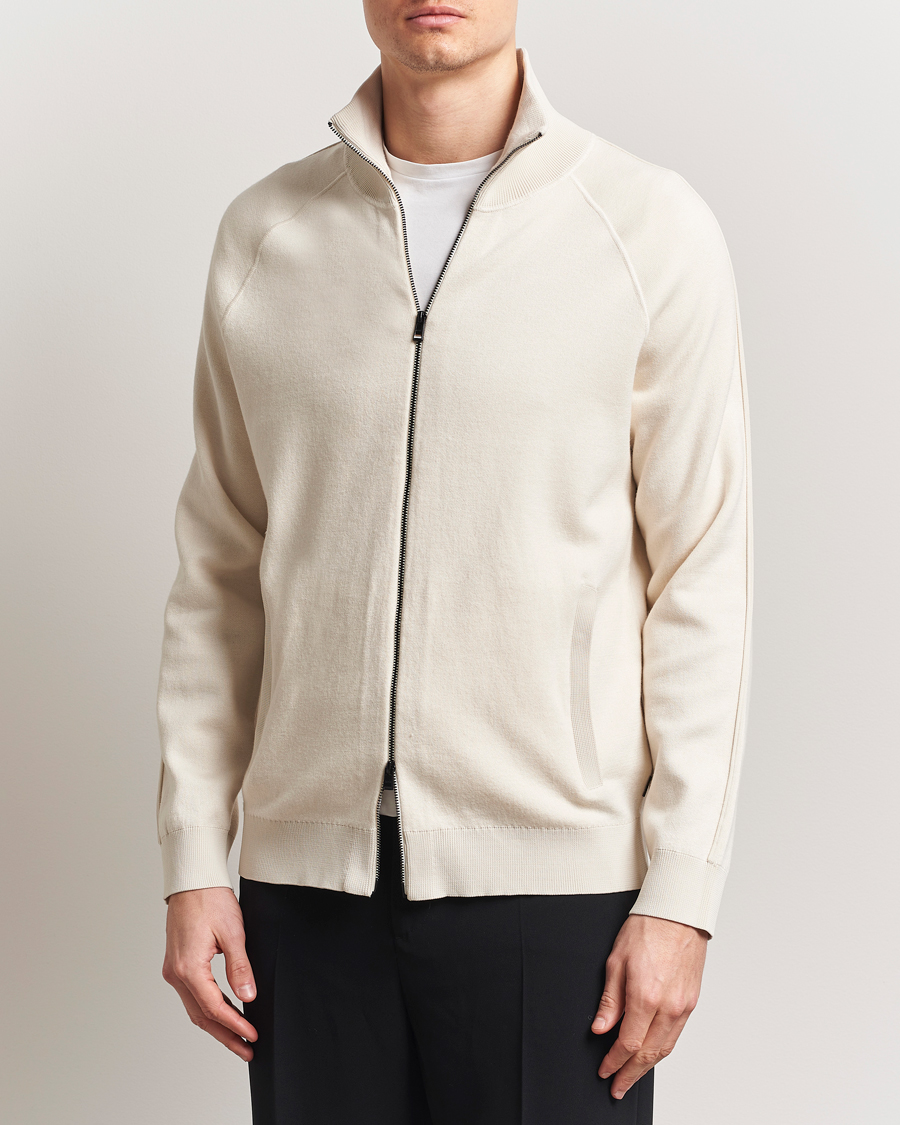 Herre | Gensere | BOSS BLACK | Domico Knitted Full Zip Open White