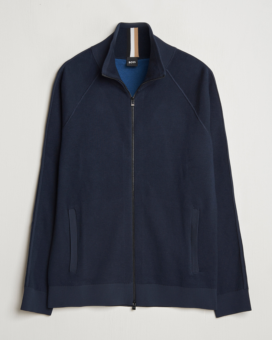 Herre | Gensere | BOSS BLACK | Domico Knitted Full Zip Dark Blue