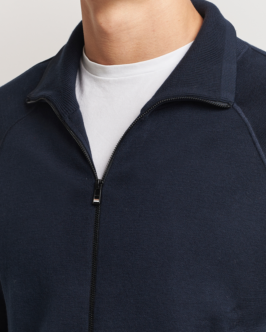 Herre | Gensere | BOSS BLACK | Domico Knitted Full Zip Dark Blue