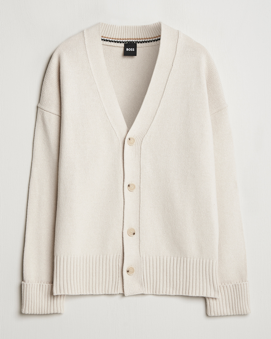 Herre | Gensere | BOSS BLACK | Bellaco Knitted Cardigan Open White