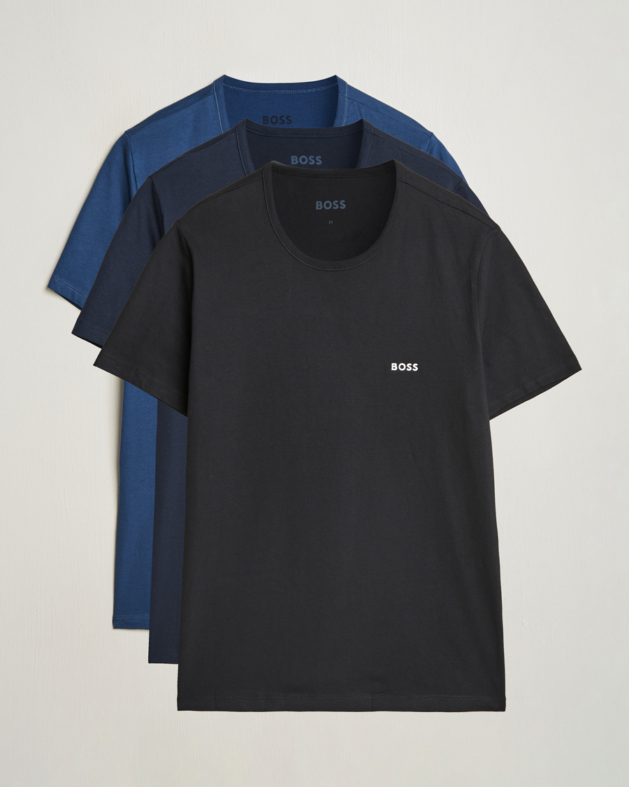 Herre | T-Shirts | BOSS BLACK | 3-Pack Crew Neck T-Shirt Blue/Black/Navy