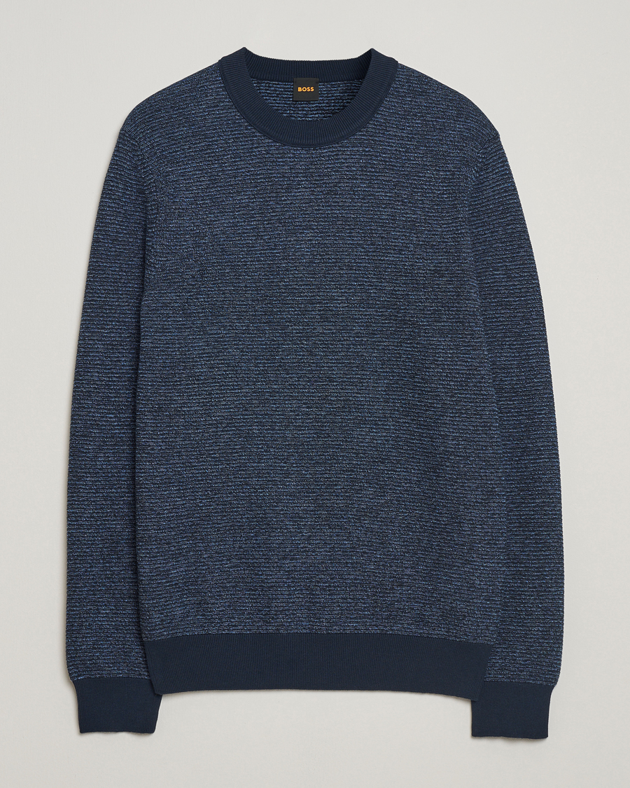 Herre | Gensere | BOSS ORANGE | Aspoki Structured Knitted Sweater Dark Blue