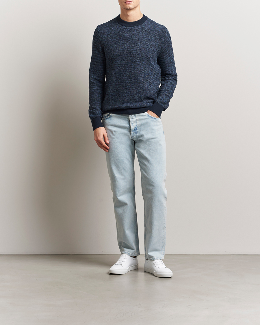 Herre | Gensere | BOSS ORANGE | Aspoki Structured Knitted Sweater Dark Blue