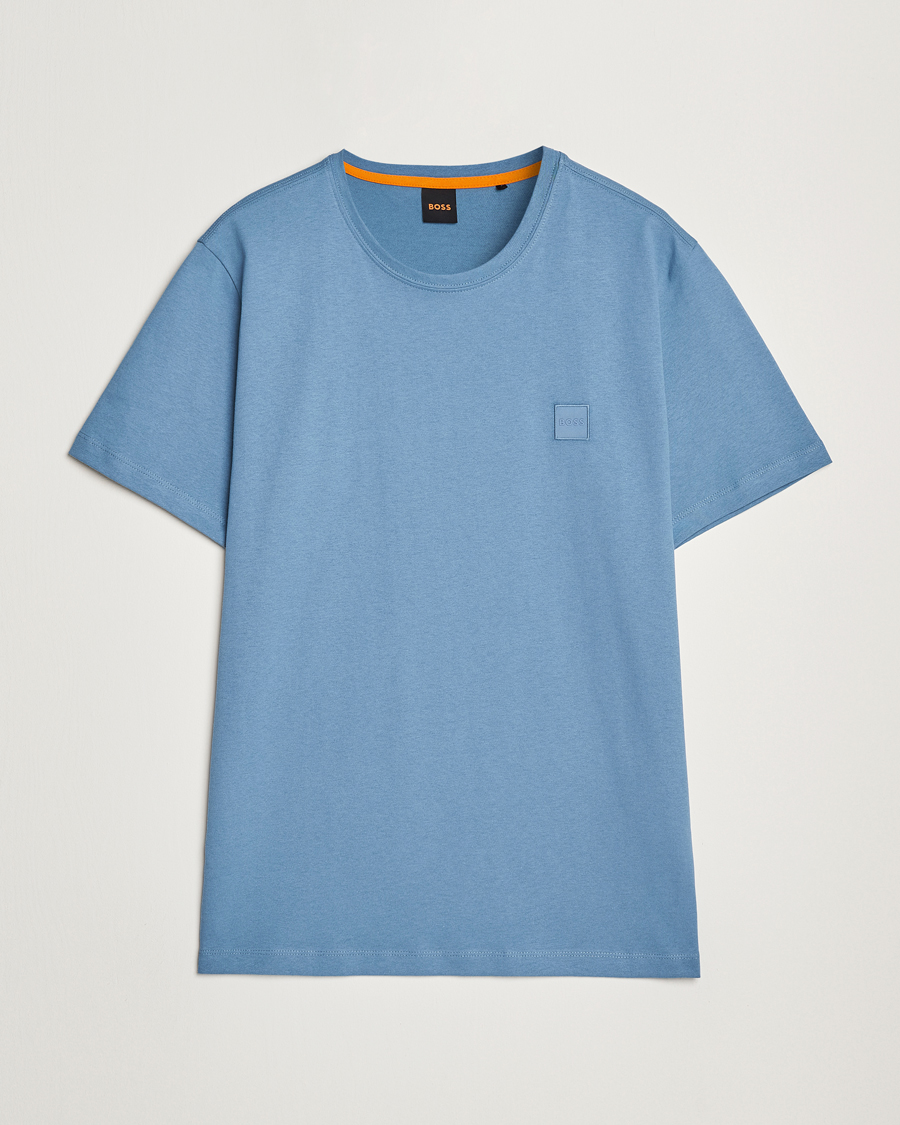 Herre | T-Shirts | BOSS ORANGE | Tales Logo Crew Neck T-Shirt Light Blue