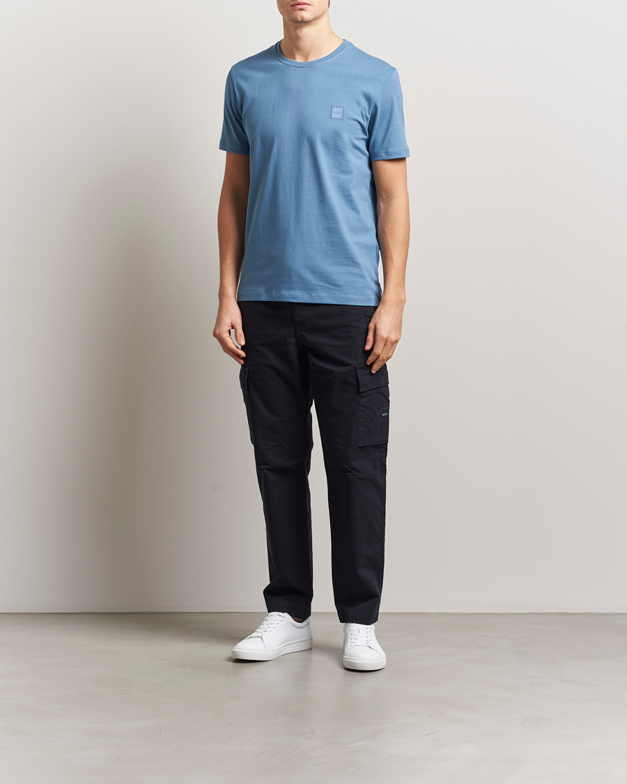 Herre | T-Shirts | BOSS ORANGE | Tales Logo Crew Neck T-Shirt Light Blue
