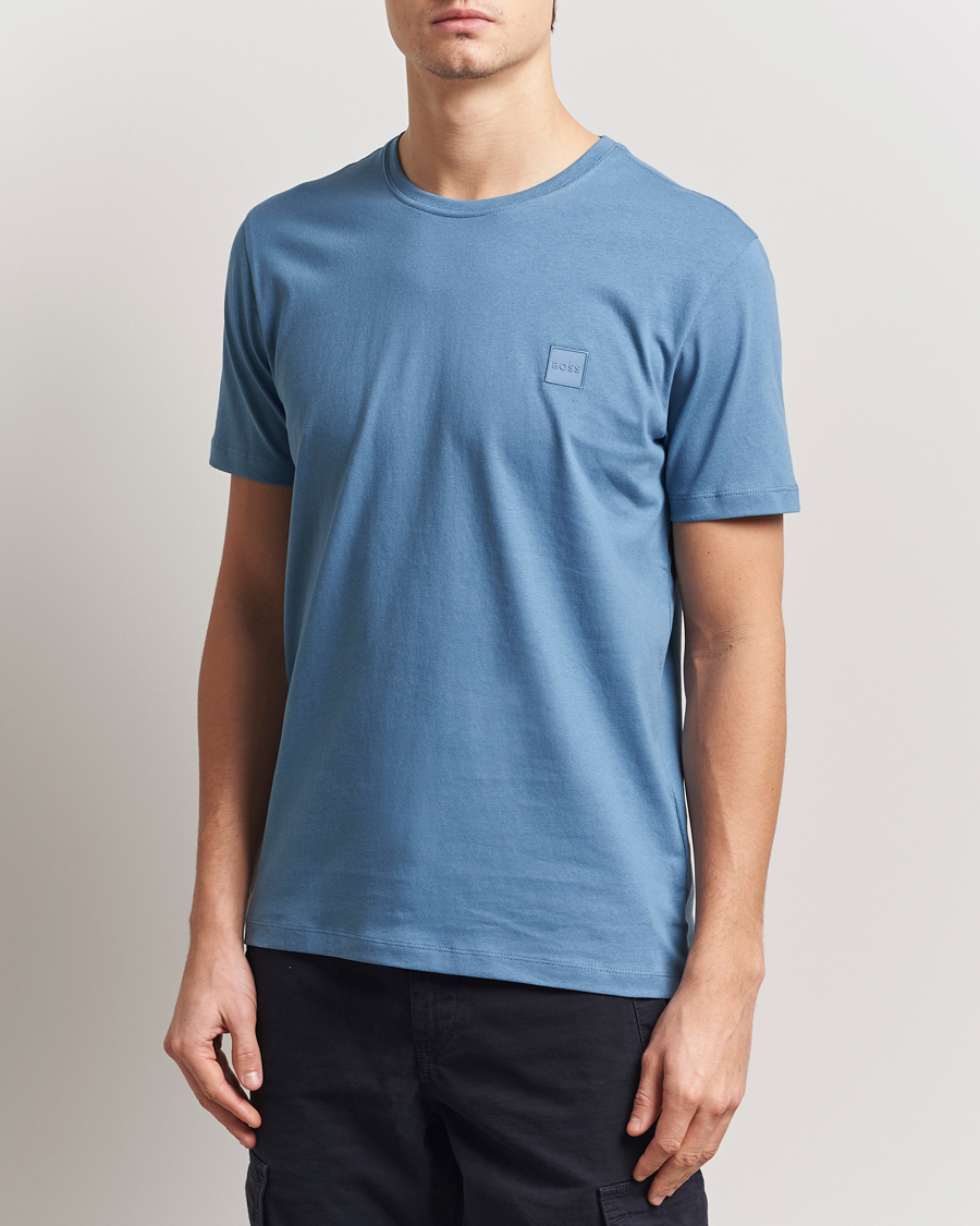 Herre | T-Shirts | BOSS ORANGE | Tales Logo Crew Neck T-Shirt Light Blue