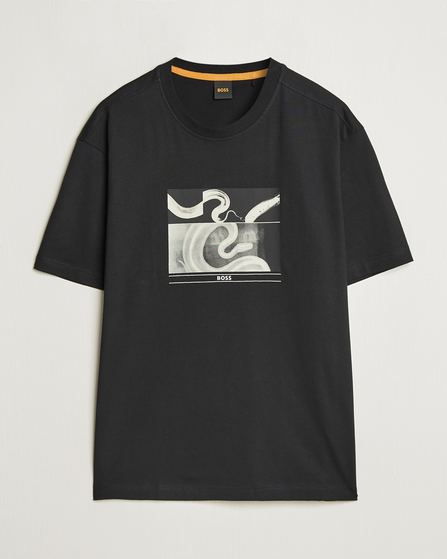 Herre | T-Shirts | BOSS ORANGE | Barragan Printed T-Shirt Black