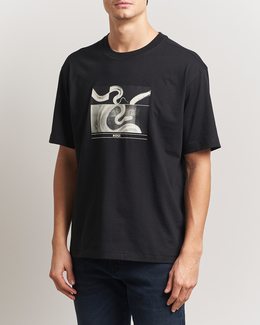 Herre | T-Shirts | BOSS ORANGE | Barragan Printed T-Shirt Black