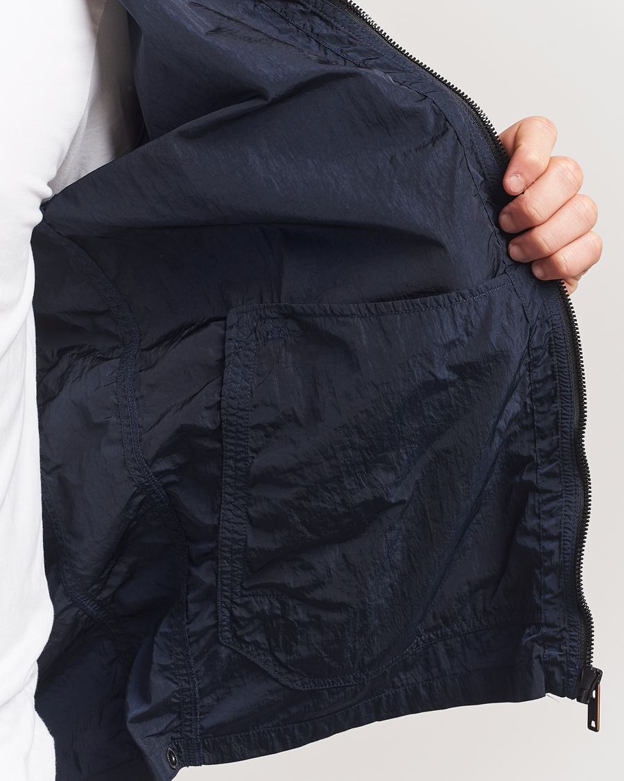 Herre | Skjorter | BOSS ORANGE | Leejay Nylon Full Zip Overshirt Dark Blue