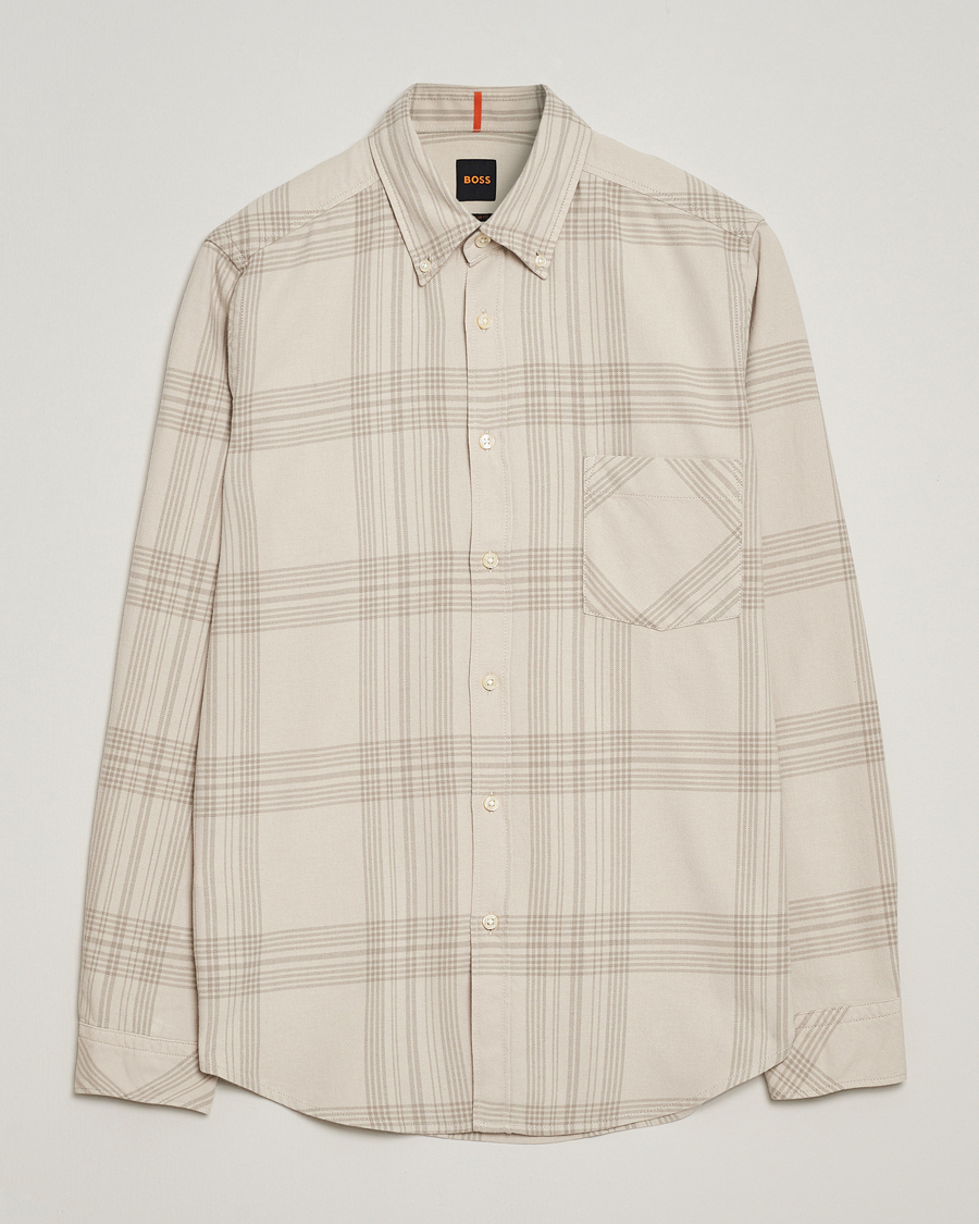 Herre | Skjorter | BOSS ORANGE | Rickert Checked Shirt Light Beige