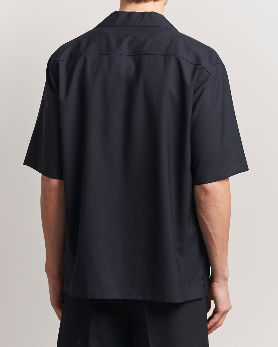 Herre | Skjorter | Auralee | Open Collar Short Sleeve Shirt Navy